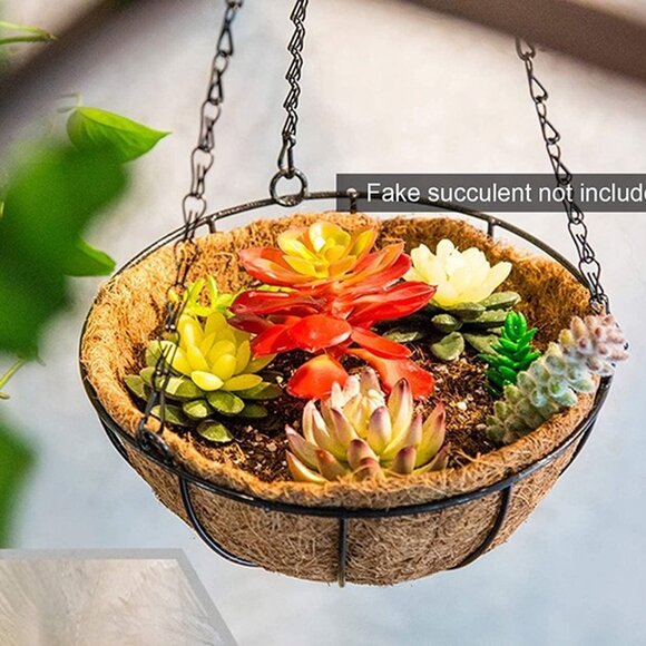 NEW 3 Pack 10" Metal Hanging Flower Pots Hanging Planters Plant Basket - Picture 7 of 9